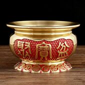 聚宝盆熏香炉摆件送香 聚宝盆铜香炉摆件 红油款 铜聚宝盆炉摆件