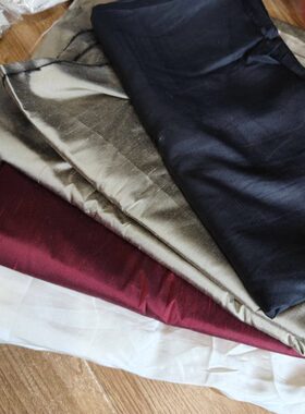 纯黑色真丝双宫布头面料  素色丝绸桑蚕丝大布块零料真丝双宫布头