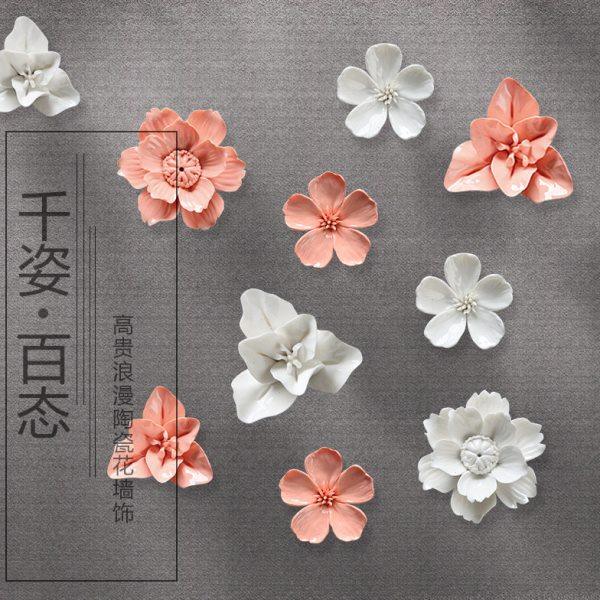 陶瓷花墙饰壁饰电视背景墙装饰壁挂饰立体墙壁装饰品墙上墙面挂件,家居饰品,壁饰,淘宝优惠券,粉丝福利购,淘宝优惠卷