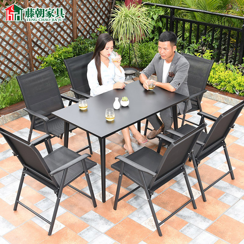 家用折叠桌椅户外奶茶店咖啡厅塑料餐饮店酒店便携庭院桌椅子