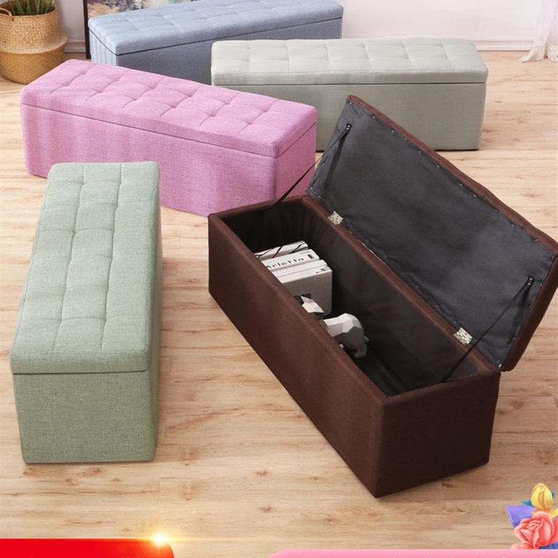 布艺换鞋凳鞋柜可坐穿鞋凳家用沙发长方形储物试衣间凳子长条凳床