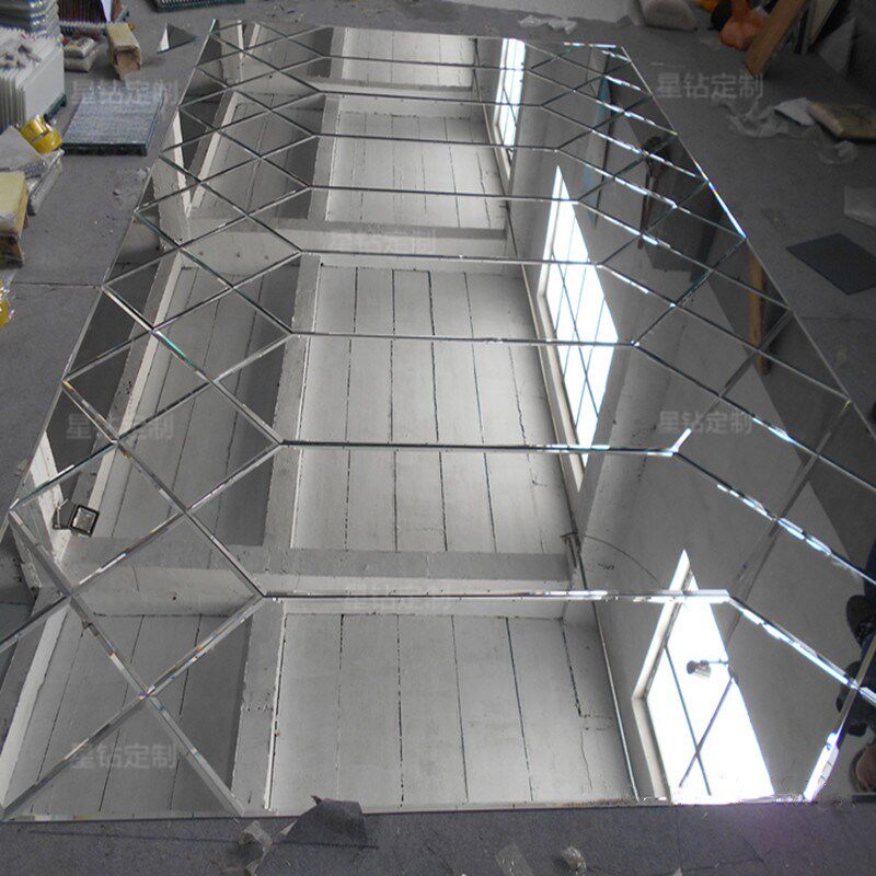 定制艺术玻璃拼镜背景墙客厅电视餐厅边框造型装饰框菱形镜面茶镜