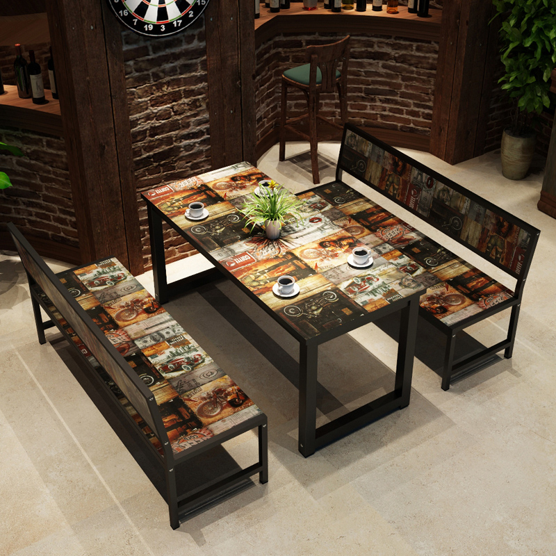 长面馆餐厅火锅桌奶茶小吃店烘培快餐桌椅组合卡座4-6人商用烧烤