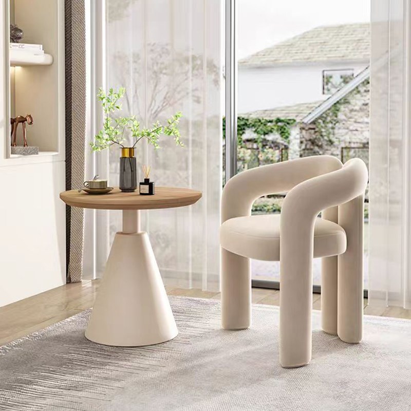 奶油风小茶几家用客厅沙发边几小户型阳台卧室角几实木茶桌椅组合