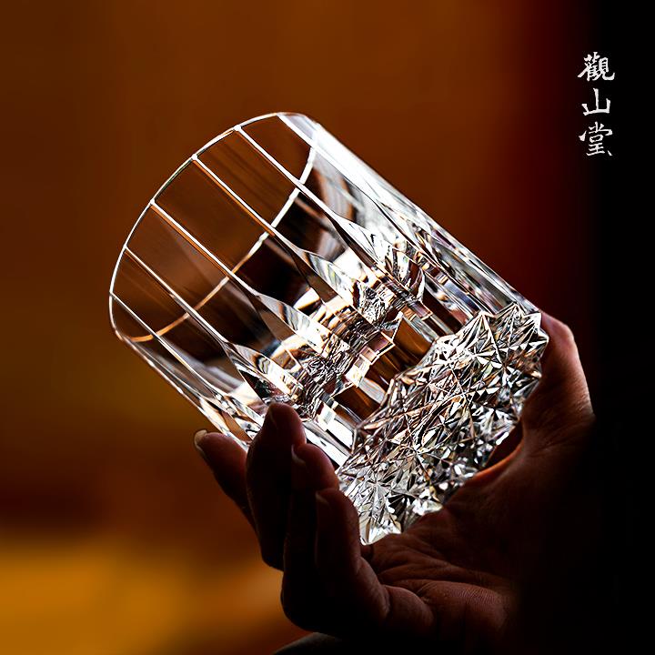 江户切子星芒杯高端手工无铅K9水晶杯威士忌洋酒杯子高级感礼物杯