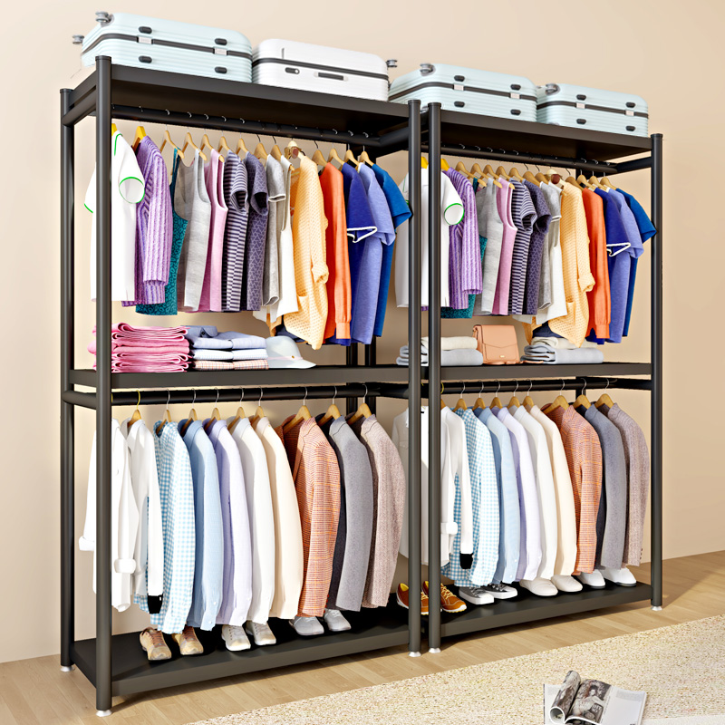 衣柜家用卧室内落地网红金属衣帽架子衣帽间收纳简易组装挂衣架