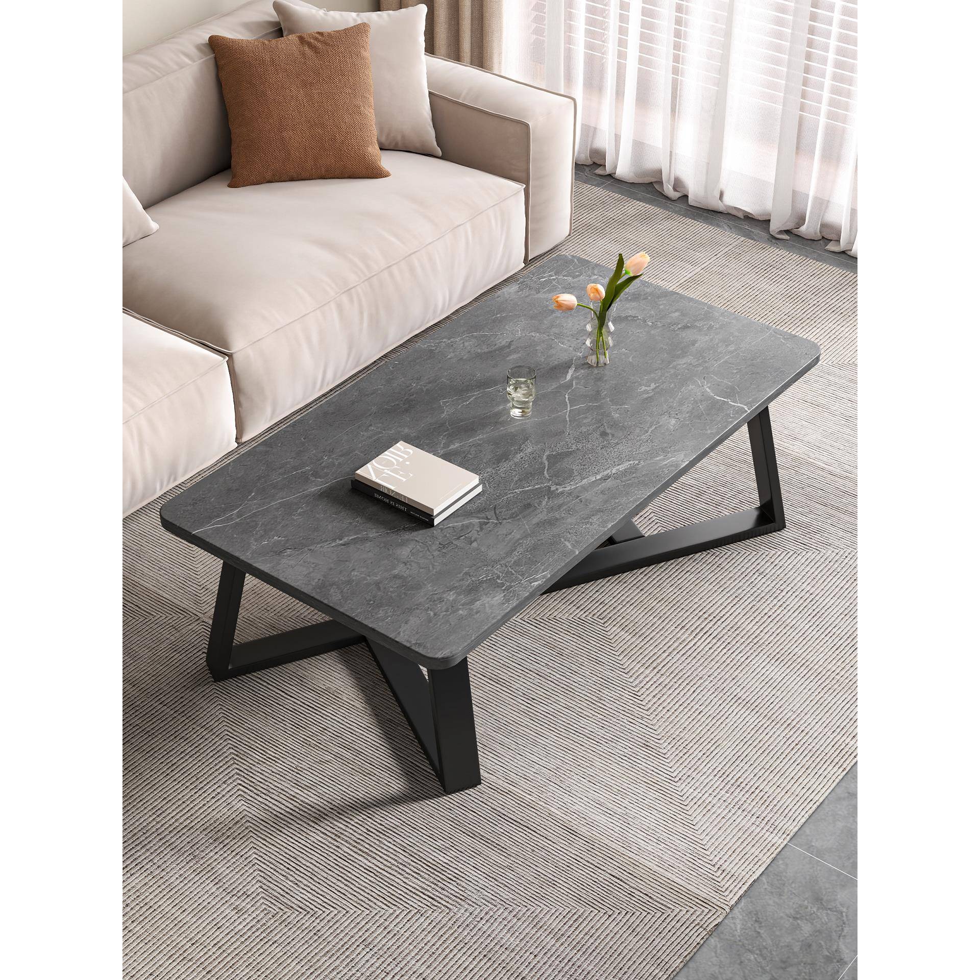 茶几客厅简约现代办公室沙发茶几桌家用轻奢简易小户型岩板色茶几