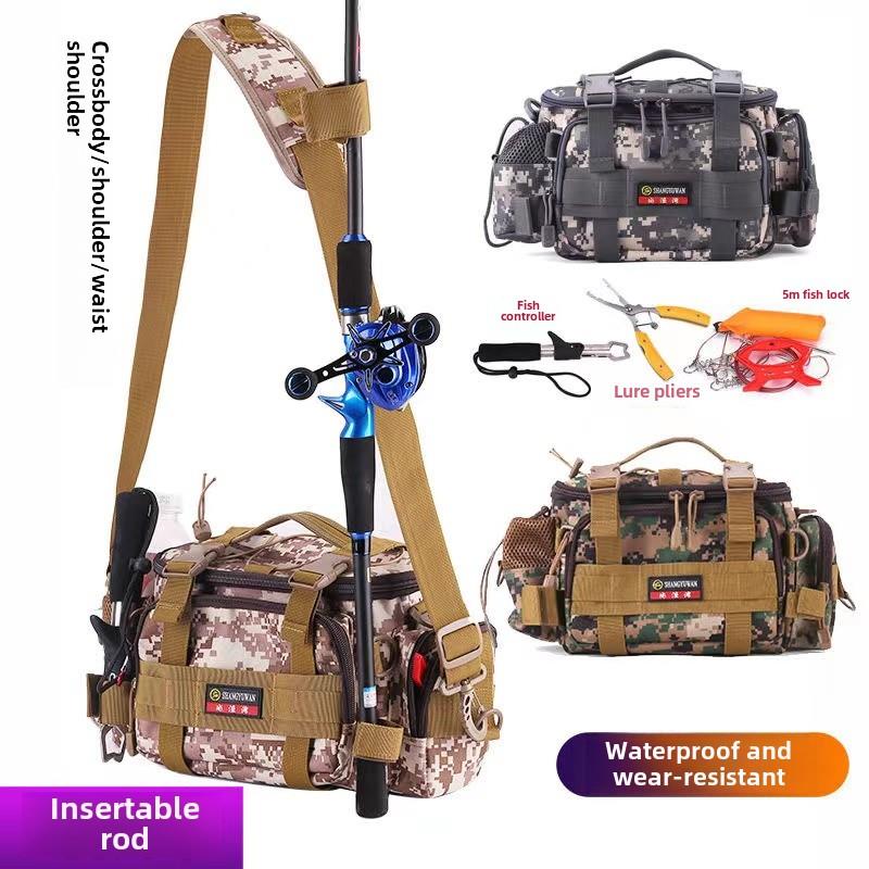 Luya袋，多功能腰袋，斜肩袋，钓竿袋，钓鱼专用钓竿袋，可挂在钓