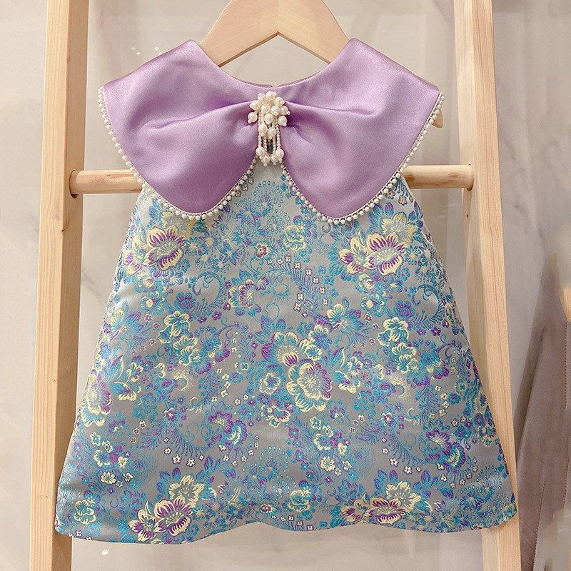 女宝宝周岁礼服女童生日旗袍连衣裙中国风儿童百日宴婴儿抓周礼服