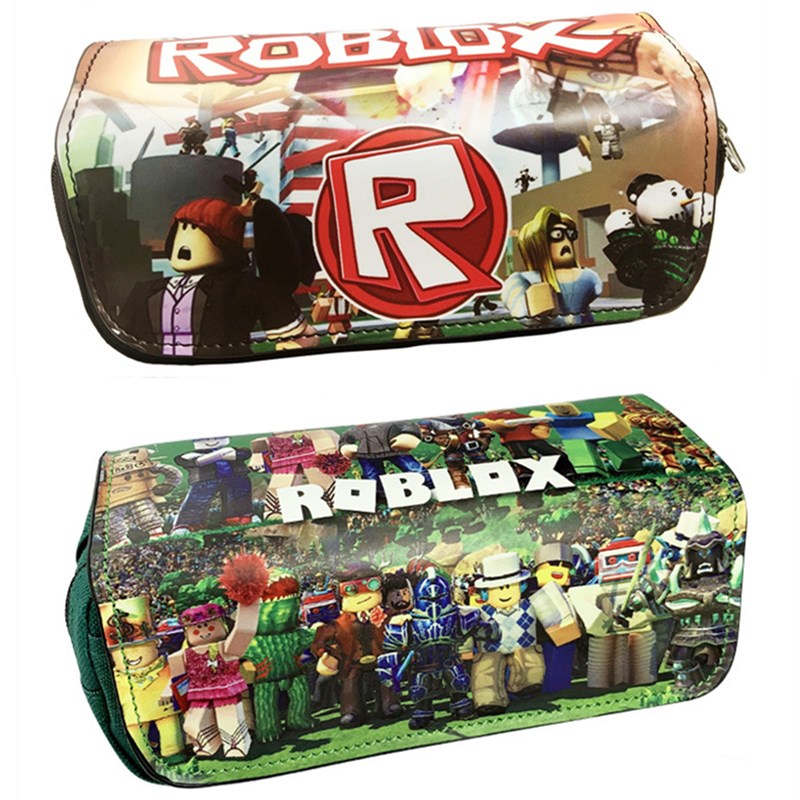 新款ROBLOX笔袋挂件双层大容量帆布文具袋铅笔盒带拉链中小学生