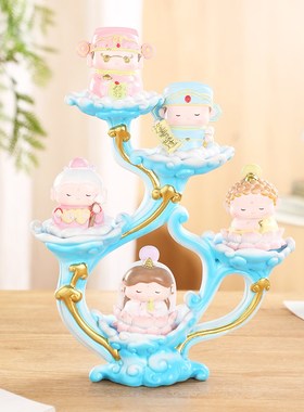 欢喜小神仙摆件观音如来月老财神创意工位桌面装饰可爱女生小礼物