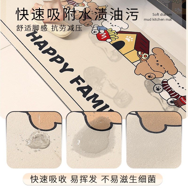 厨房地垫防滑防油防水吸水吸油脚垫2024新款卡通可擦免洗专用地毯,居家布艺,厨房地垫,淘宝优惠券,粉丝福利购,淘宝优惠卷