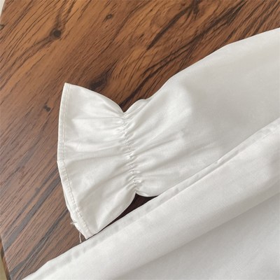 春秋女童白色木耳边领长袖连衣裙宝宝打底裙子儿童内搭小童衬衫裙