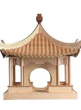 中式木质凉亭建筑屋檐客厅玄关家居禅意雕塑台软装饰品电视柜摆件
