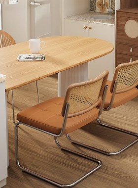 日式侘寂风实木餐桌家用小户型设计师靠墙饭桌轻奢创意网红工作台