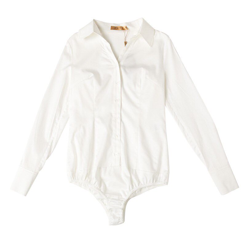 颈袖添香春新款上衣衬衫女职业长袖白色OL工作正装修身衬衣百搭