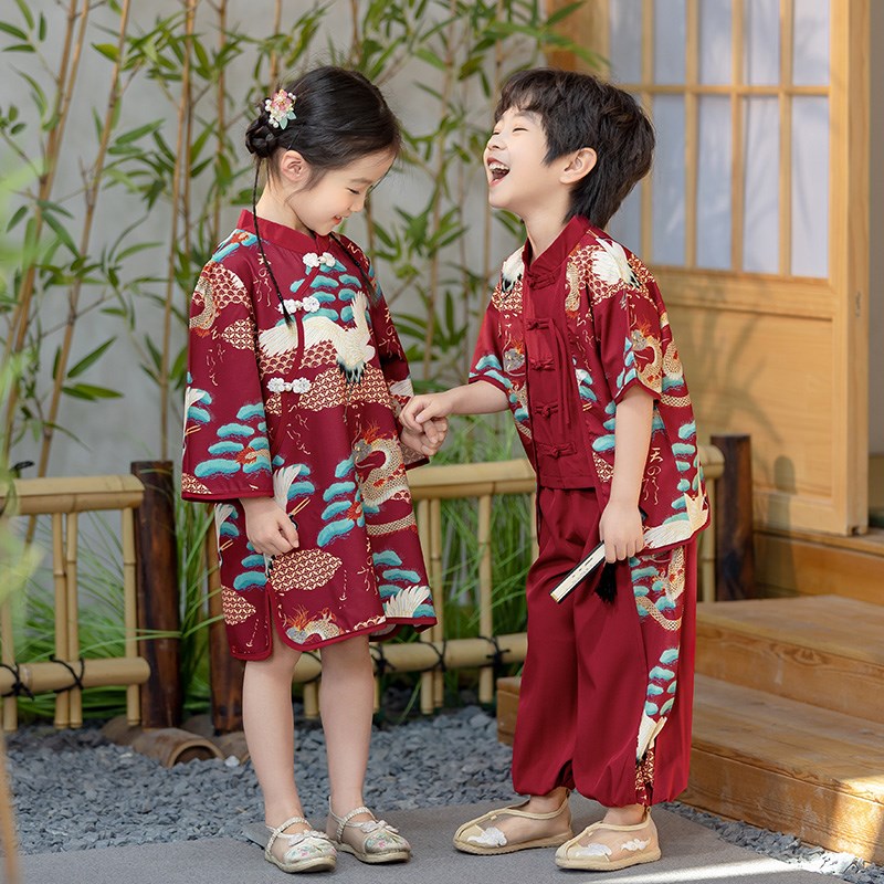 汉服套装男童女童中国风表演服夏季中秋端午六一礼服儿童古风唐装