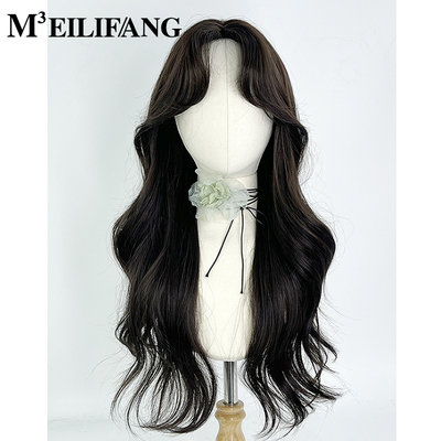 几字刘海假发全头套女中分八字大波浪黑色韩式系长卷发lolita日常