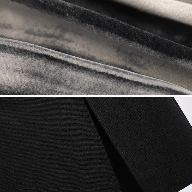 休闲时尚水墨衬衫搭开叉吊带裙套装女2023新款早秋短款上衣两件套