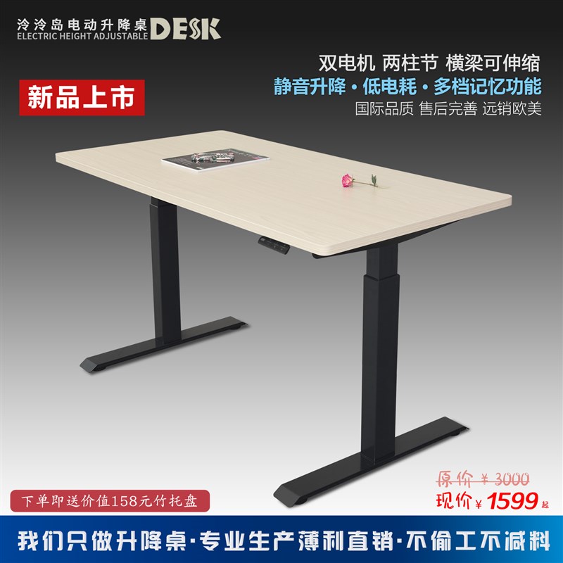 泠泠岛电动升降桌专业制造家用办公智能电脑桌可移动可调节高度桌