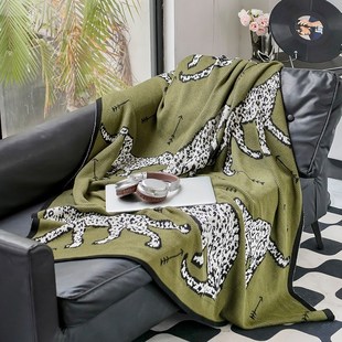 北欧风复古绿色客厅单人椅子沙发毯盖毯午睡毯子办公室毛毯空调毯