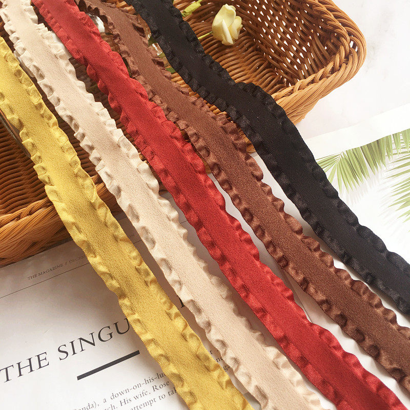 韩国荷叶边植绒织带磨毛木耳边缎带裙边丝带DIY发饰蝴蝶结材料