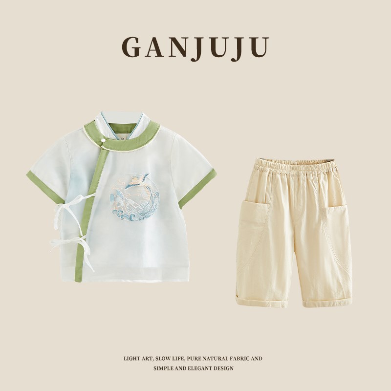 儿童汉服夏季薄款国学服套装男童夏装唐装宝宝周岁礼服表演服古装