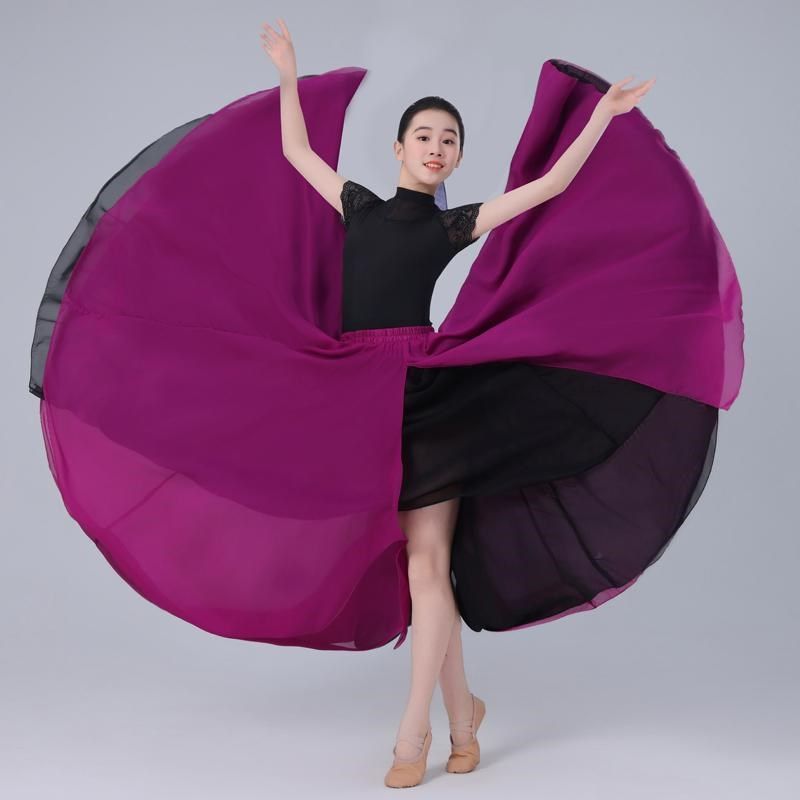 720度大摆裙两面穿雪纺纱裙灯火里的中国儿童舞表演服女半身长裙,童装/婴儿装/亲子装,儿童演出服,淘宝优惠券,粉丝福利购,淘宝优惠卷