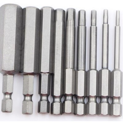 S2钢 加长内六角批头 批嘴 风批头 内六角螺丝刀头50/65/75MM带磁