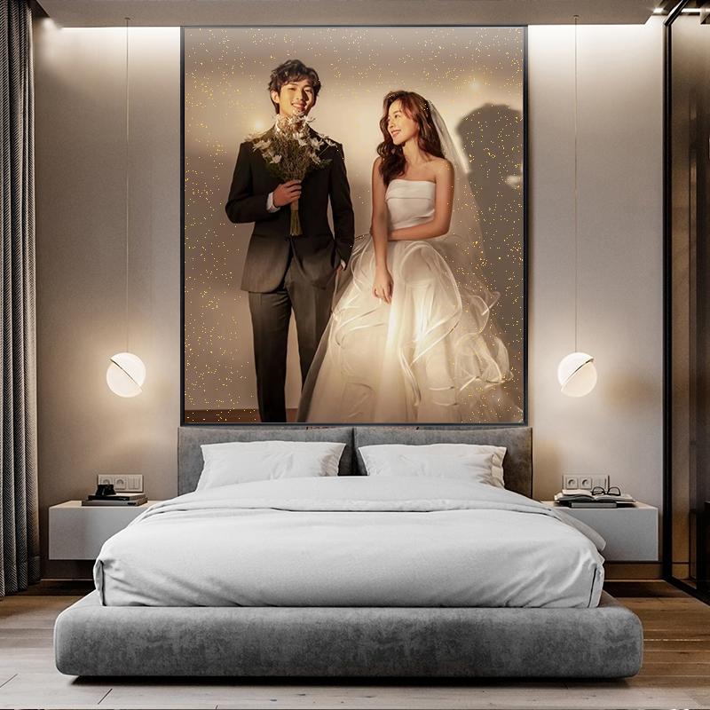 定制婚纱照放大相框挂墙结婚纪念周年洗照片做成36寸画框客厅卧室