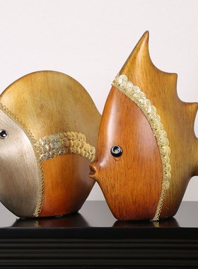 欧式摆件创意家居装饰品陶瓷客厅工艺品情侣鱼电视柜摆件结婚礼物