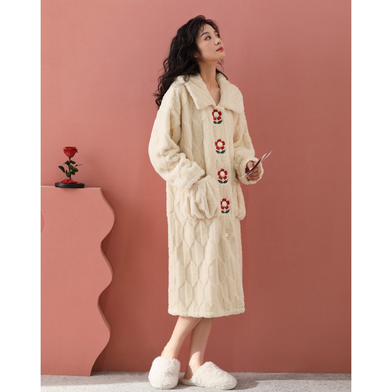 2024新款珊瑚绒睡袍女冬季加绒加厚大码睡衣少女可爱长款睡裙浴袍,女士内衣/男士内衣/家居服,睡袍/浴袍,淘宝优惠券,粉丝福利购,淘宝优惠卷