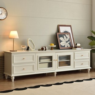 实木电视柜复古简约客厅小户型家用地柜轻奢黑美式茶几组合落地柜