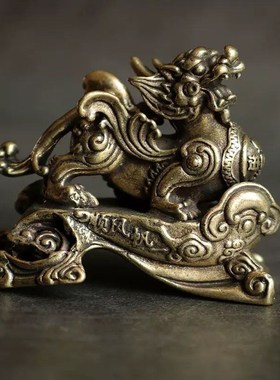 一帆风顺复古纯黄铜公母一对貔貅店铺开业招财守财家里摆件工艺品