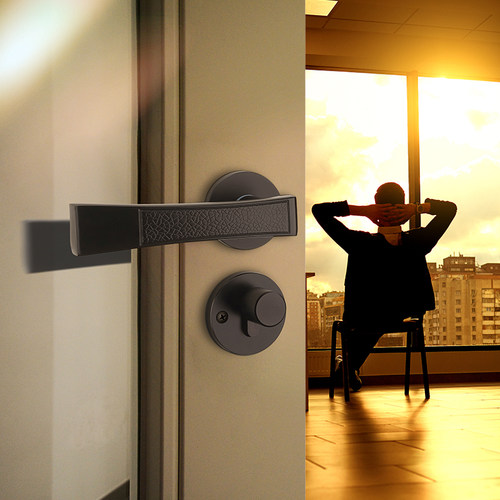 美式黑色门锁室内卧室房门锁实木门锁简约静音门锁三件套门锁套装