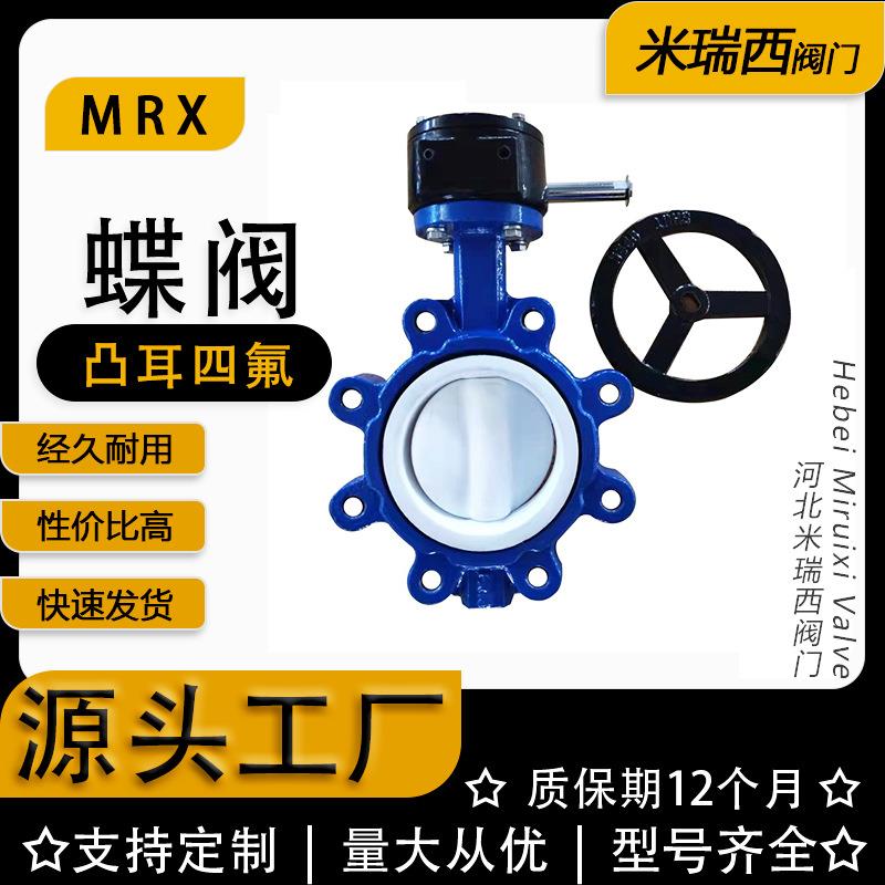 船阀蜗轮传动凸耳蝶阀四氟板四氟套蝶阀厂家河北LTD371F-10Q