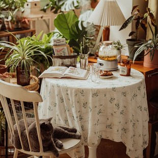 小清新田园碎花餐桌茶几布 猫岛 家用长方形可以定制布艺桌布花卉