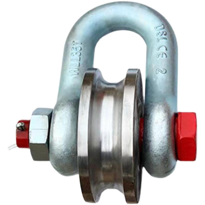 钢丝绳U型滑轮卸扣式重型滑车滚轮卸扣滑轮马蹄口转轮,25T17T55T