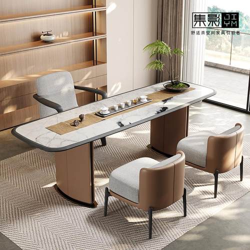 2025新款阳台实木茶桌大理石泡茶桌家用办公茶台简约现代桌椅组合