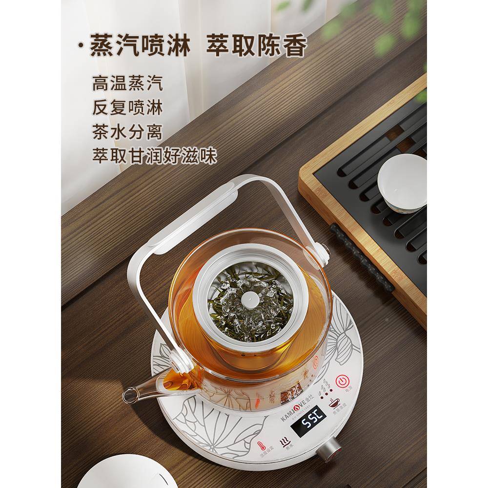 金A6新型灶蒸汽茶壶喷雾式全自动泡-茶71123电炉配8梁式玻璃茶壶