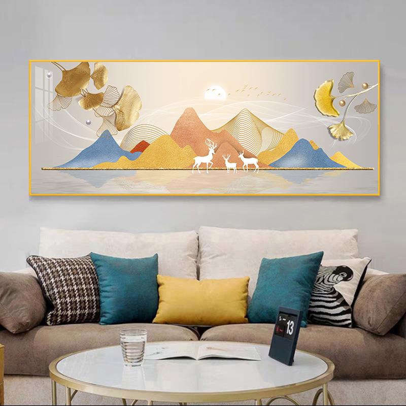 客厅装饰画现横代挂简约沙发山背景墙轻奢个性画水PMS风景单幅版