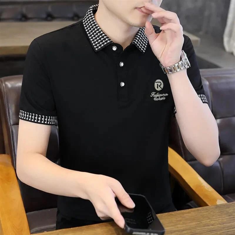 朕知道轻奢品汇夏季新款男士短袖刺绣polo衫潮流休闲翻领修身百搭