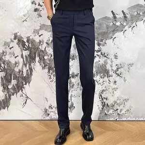 LHMN轻奢男装男士休闲裤新款爆款韩版中腰弹力轻薄透气商务西裤长