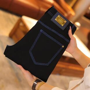 杰斯轻奢秋冬新款纯黑不掉色百搭牛仔裤修身直筒显瘦时尚牛仔裤