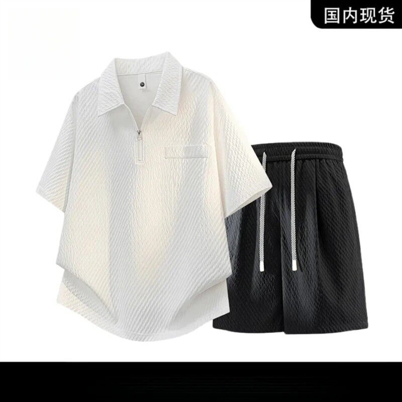 格慕高定轻奢男装3夏季新款男士高端宽松透气大码短袖休闲套装P