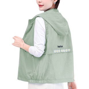【带透气网】春夏女士马甲背心休闲宽松绣花中年妈妈大码背心马甲