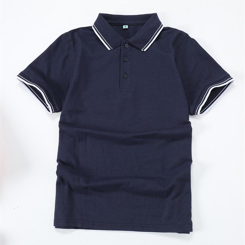 夏白色黑边 校服初高中学生男女宽松短袖翻领T恤班服演出服Polo衫
