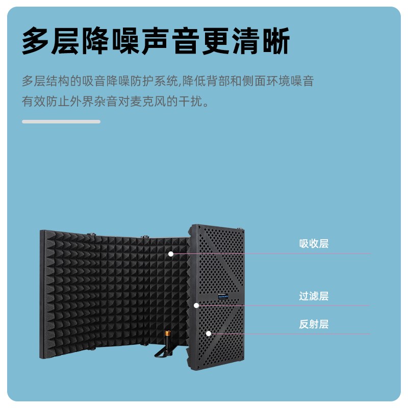 麦克风隔音罩防风屏降噪吸音有声书直播手机支架套装电容话筒咪罩