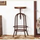 铁艺复古升降靠背吧台椅 升降旋转靠背高吧椅家用实木高凳子 美式