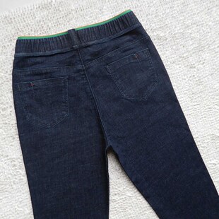 夏季八分牛仔裤女超薄松紧高腰显瘦修身弹力中年妈妈小个子8分裤